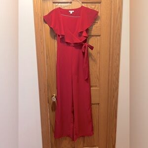 Francesca’s Red ruffle jumpsuit